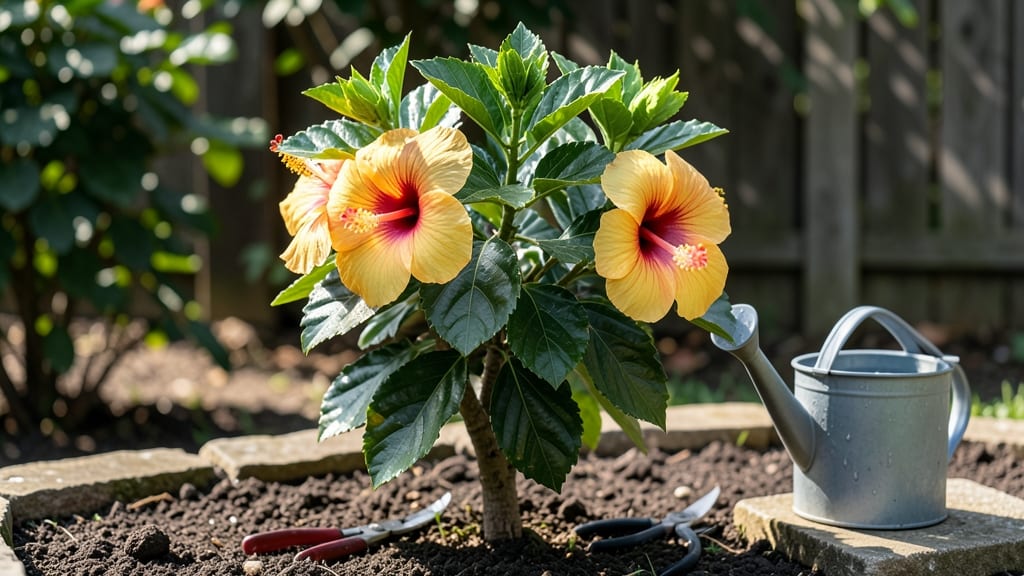 Yellow and Orange Hibiscus Flowers: Vibrant Year-Round Canopy for Pollinators